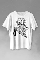 Dog Duck Av Köpeği Ve Ördek Köpek Hunting Baskılı Tişört Unisex T-shirt - Thumbnail