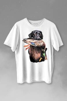 Dog Duck Av Köpeği Ve Ördek Köpek Hunting Baskılı Tişört Unisex T-shirt