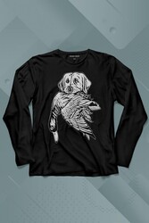 Dog Duck Av Köpeği Ve Ördek Köpek Hunting Uzun Kollu Tişört Baskılı T-Shirt - Thumbnail