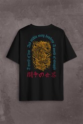 Dragon Japanese Urban Drake Ejder Japonca Uzak Doğu Sırt Ön Baskılı Oversize Tişört Unisex T-Shirt - Thumbnail