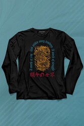 Dragon Japanese Urban Drake Ejder Japonca Uzak Doğu Uzun Kollu Tişört Baskılı T-Shirt - Thumbnail