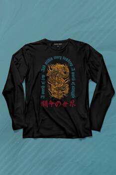 Dragon Japanese Urban Drake Ejder Japonca Uzak Doğu Uzun Kollu Tişört Baskılı T-Shirt