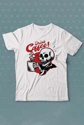 Drink Coffee Skull Kahve Funny Eğlence Baskılı Tişört Çocuk T-shirt - Thumbnail