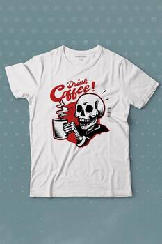 Drink Coffee Skull Kahve Funny Eğlence Baskılı Tişört Çocuk T-shirt