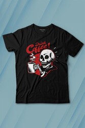 Drink Coffee Skull Kahve Funny Eğlence Baskılı Tişört Çocuk T-shirt - Thumbnail