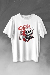 Drink Coffee Skull Kahve Funny Eğlence Baskılı Tişört Unisex T-shirt - Thumbnail