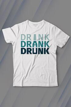 Drink Drank Drunk Tipografi Baskılı Tişört Çocuk T-shirt