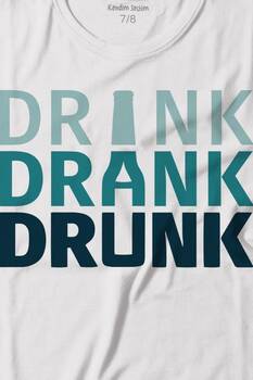 Drink Drank Drunk Tipografi Baskılı Tişört Çocuk T-shirt