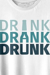 Drink Drank Drunk Tipografi Baskılı Tişört Unisex T-shirt - Thumbnail