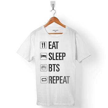 EAT SLEEP BTS REPEAT ONLY BY DEXTA BANGTAN BOYS ERKEK TİŞÖRT