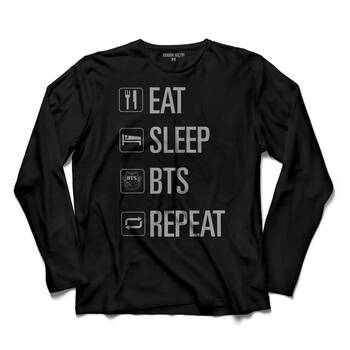 EAT SLEEP BTS REPEAT ONLY BY DEXTA BANGTAN BOYS UZUN KOLLU TİŞÖRT