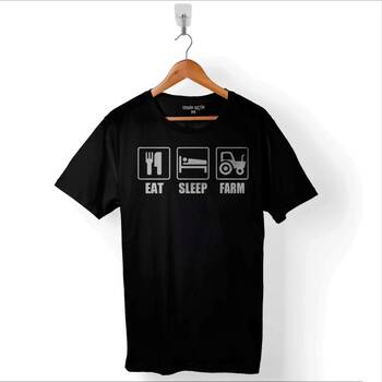 Eat Sleep Farm Çiftçi Yemek Uyku ÇAlişmak Çiftçilik Baskılı Tişört Unisex T-Shirt