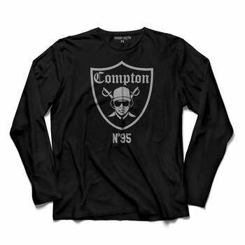 EAZY E COMPTON LOGO EAZY-E N 95 N95 UZUN KOLLU TİŞÖRT