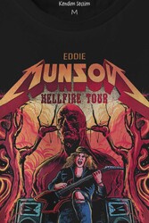 Eddie Munson Hell Fire Club Hellfire Tour Baskılı Tişört Unisex T-shirt - Thumbnail