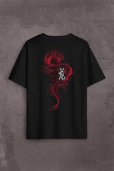 Ejder Dragon Uzak Doğu Japanese Drake Japonca Sırt Ön Baskılı Oversize Tişört Unisex T-Shirt - Thumbnail