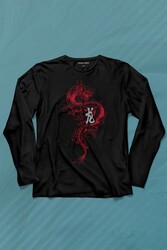 Ejder Dragon Uzak Doğu Japanese Drake Japonca Uzun Kollu Tişört Baskılı T-Shirt - Thumbnail