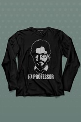 El Proffessor La Casa De Papel Profesör Uzun Kollu Tişört Baskılı T-Shirt - Thumbnail