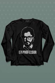 El Proffessor La Casa De Papel Profesör Uzun Kollu Tişört Baskılı T-Shirt