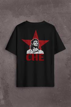 Ernosto Che Guevara Red Star Kırımızı Yıldız Sırt Ön Baskılı Oversize Tişört Unisex T-Shirt