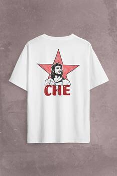 Ernosto Che Guevara Red Star Kırımızı Yıldız Sırt Ön Baskılı Oversize Tişört Unisex T-Shirt