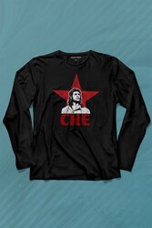 Ernosto Che Guevara Red Star Kırımızı Yıldız Uzun Kollu Tişört Baskılı T-Shirt - Thumbnail