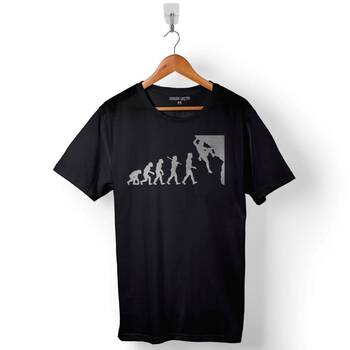 Evolution Human Evrim Dağcı Tırmanma Baskılı Tişört Unisex T-Shirt