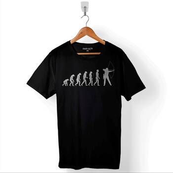 Evolution Human Evrim Yay Ok Okçu Baskılı Tişört Unisex T-Shirt