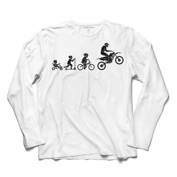 Evolutıon Motorcycl Off Road Bıker Evrim Uzun Kollu Tişört Baskılı T-Shirt