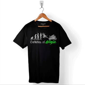 Evolution Of Ninja Motosiklet Evrimi Motocycle Baskılı Tişört Unisex T-Shirt