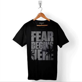 Fear Begıns Here The Walking Dead Baskılı Tişört Unisex T-Shirt