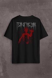 Fear Of The Dark Karanlık Dark Gothic Urban Street Wear Sırt Ön Baskılı Oversize Tişört Unisex T-Shirt - Thumbnail