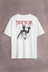 Fear Of The Dark Karanlık Dark Gothic Urban Street Wear Sırt Ön Baskılı Oversize Tişört Unisex T-Shirt - Thumbnail