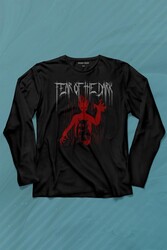 Fear Of The Dark Karanlık Dark Gothic Urban Street Wear Uzun Kollu Tişört Baskılı T-Shirt - Thumbnail