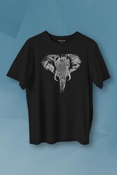 Fil Silüeti Elephant Animal Belgesel Doğa Çizim Baskılı Tişört Unisex T-shirt - Thumbnail