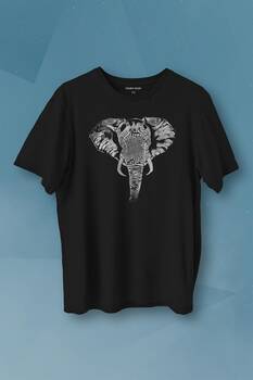 Fil Silüeti Elephant Animal Belgesel Doğa Çizim Baskılı Tişört Unisex T-shirt