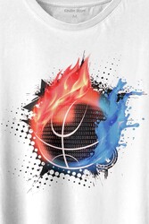 Fire Meteor Basketball Ateş Topu Baskılı Tişört Unisex T-shirt - Thumbnail