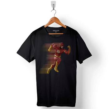 Flash Run Logo Tasarım Baskılı Tişört Unisex T-Shirt