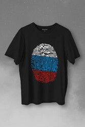 Fransa Bayrağı Damgası Parmak İzi Baskılı Tişört Unisex T-Shirt - Thumbnail