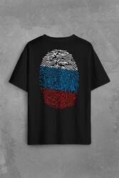 Fransa Bayrağı Damgası Parmak İzi Sırt Ön Baskılı Oversize Tişört Unisex T-Shirt - Thumbnail