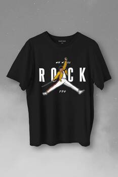 Freddie Mercury We Will Rock You Queen We Are The Champions Baskılı Tişört Unisex T-Shirt