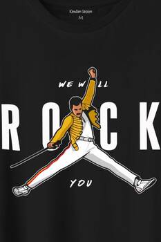 Freddie Mercury We Will Rock You Queen We Are The Champions Baskılı Tişört Unisex T-Shirt