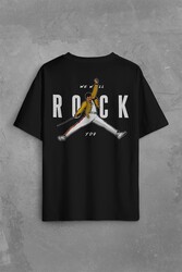 Freddie Mercury We Will Rock You Queen We Are The Champions Sırt Ön Baskılı Oversize Tişört Unisex T-Shirt - Thumbnail