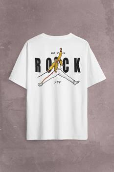 Freddie Mercury We Will Rock You Queen We Are The Champions Sırt Ön Baskılı Oversize Tişört Unisex T-Shirt