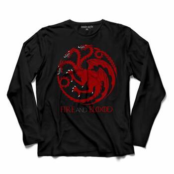 GAME OF THRONES FIRE AND BLOOD HOUSE TARGARYEN UZUN KOLLU TİŞÖRT