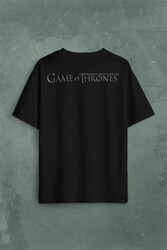 Game Of Thrones Logo Sırt Ön Baskılı Oversize Tişört Unisex T-Shirt - Thumbnail