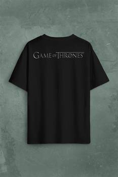 Game Of Thrones Logo Sırt Ön Baskılı Oversize Tişört Unisex T-Shirt