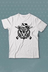 Gangster Style Bear Smoke Gung Tüfekli Ayı Baskılı Tişört Çocuk T-shirt - Thumbnail