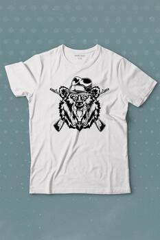 Gangster Style Bear Smoke Gung Tüfekli Ayı Baskılı Tişört Çocuk T-shirt