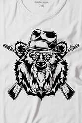 Gangster Style Bear Smoke Gung Tüfekli Ayı Baskılı Tişört Çocuk T-shirt - Thumbnail