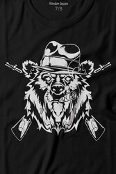 Gangster Style Bear Smoke Gung Tüfekli Ayı Baskılı Tişört Çocuk T-shirt - Thumbnail